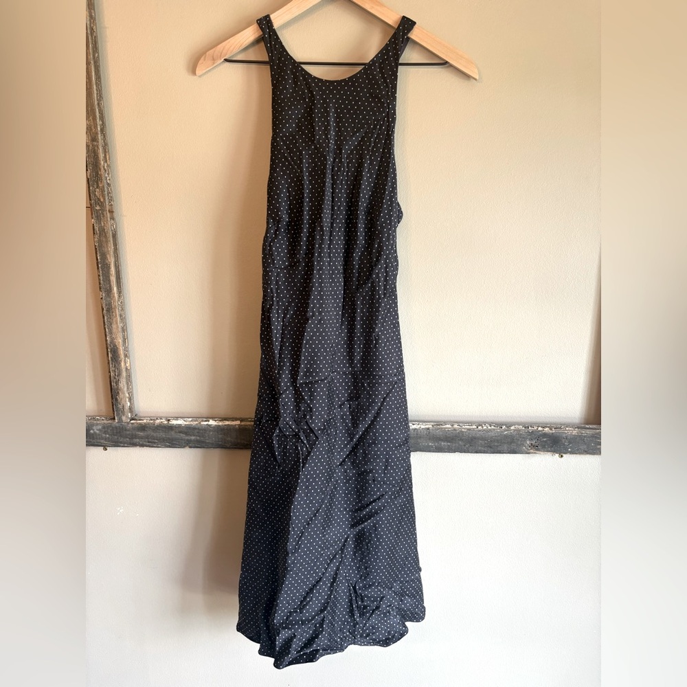 Ralph Lauren 100% Silk Navy and White Polka Dot Maxi Dress